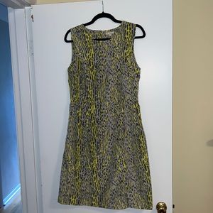 Gap neon-yellow cheetah print dress in TALL